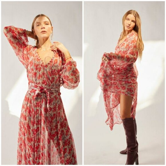 💕NATALIE MARTIN💕 Fiore Maxi Dress ~ Chiffon Watercolor Dove Medium M NWT - Picture 8 of 16